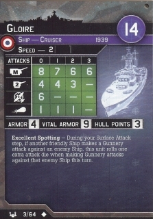 Axis & Allies Miniatures War at Sea French Gloire Battleship w/card 