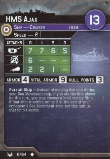 Axis & Allies War at Sea Miniatures UK 6/64 W/O Card HMS Ajax 
