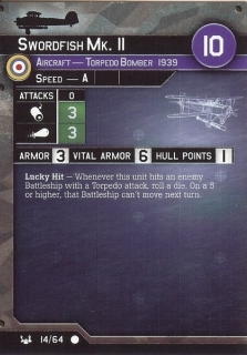 Axis and Allies War at Sea Swordfish 14/64 NO CARD 